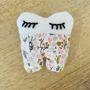 Pochette à dent de lait - Fleurs roses et grises