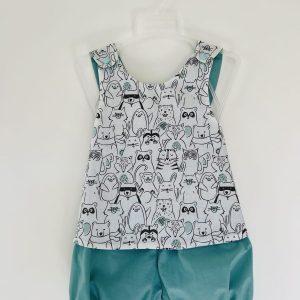 Ensemble tablier bloomer - Polaire bleu - Uni bleu