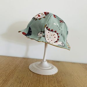 Chapeau - Dinosaure bleu - Uni moutarde