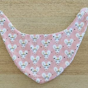 Bavoir bandana - Souris rose