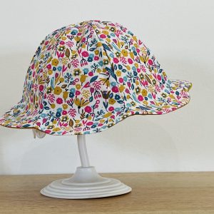 Chapeau - Fleurs fuchsia et moutarde - Uni moutarde