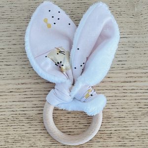 Anneau de dentition lapin - Souris et fleurs